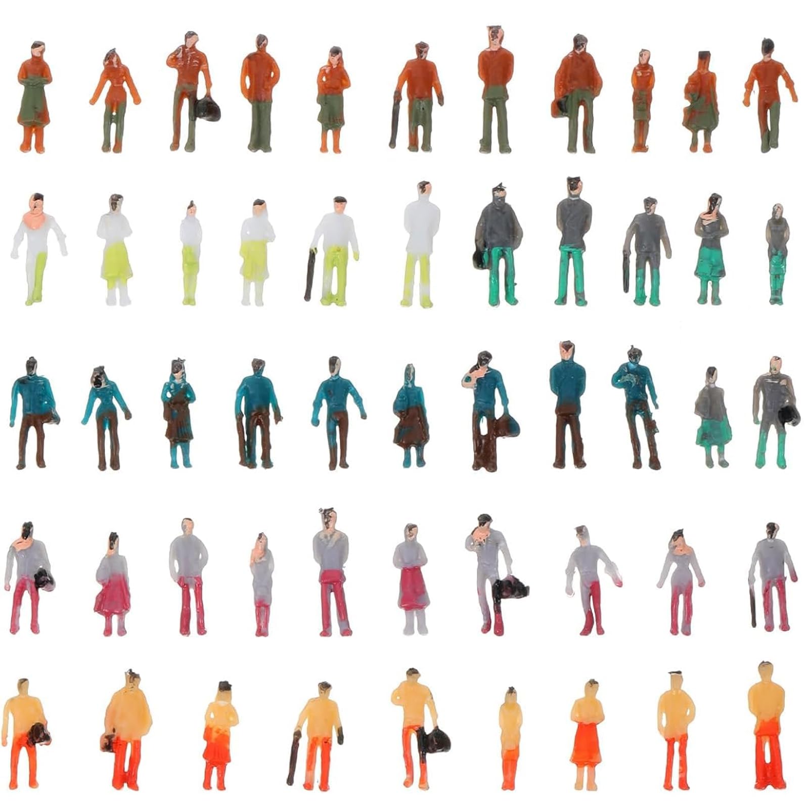 NHCDFA 100PCS Miniature Human Figures, 100 Pieces Scale Model Set for Architectural Displays, Dollhouse Scenes, Railway Models and Craft Projects, 1:100 Scale Miniature Person Figures-image-10