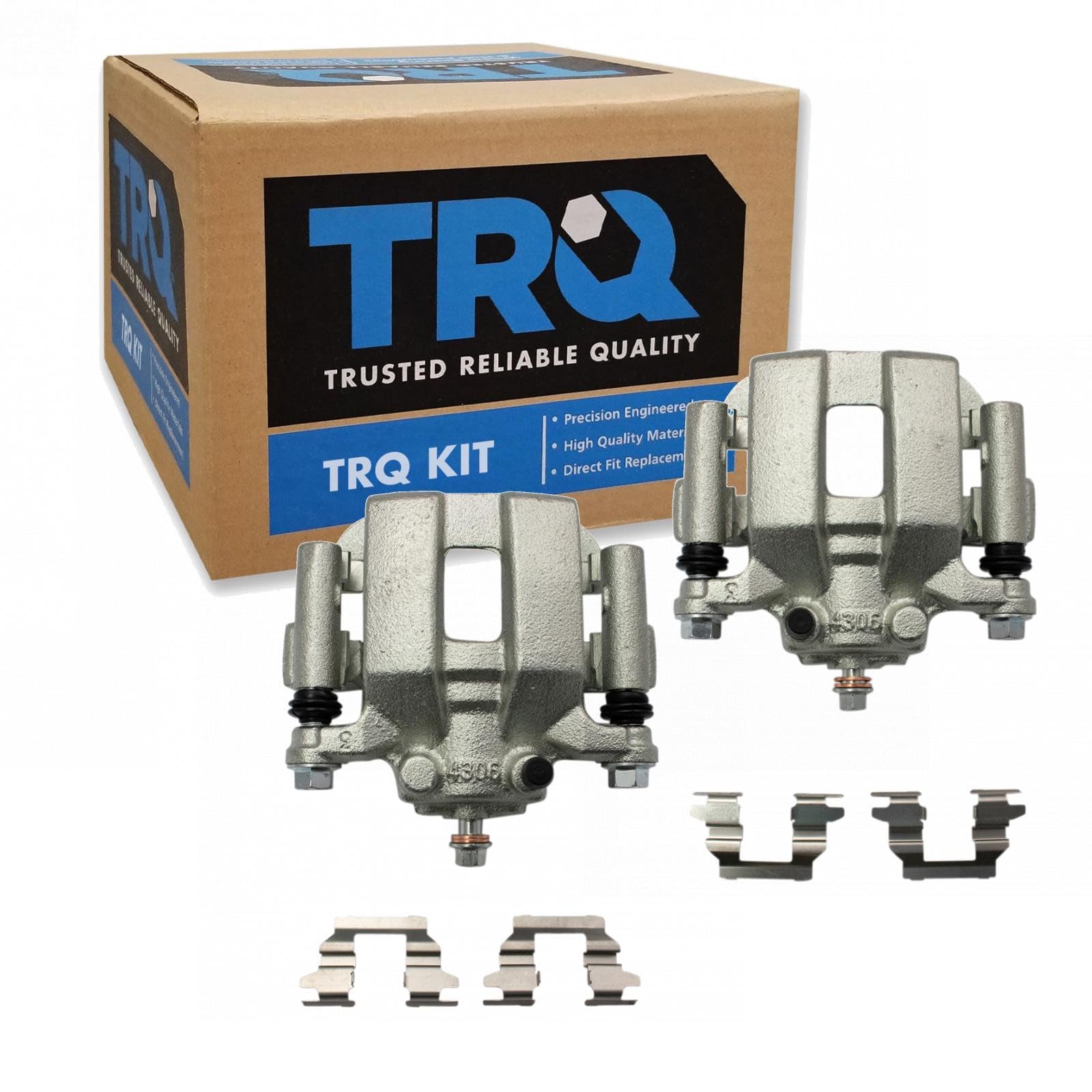 TRQ Rear Driver and Passenger Side Brake Caliper Set Caliper Brackets