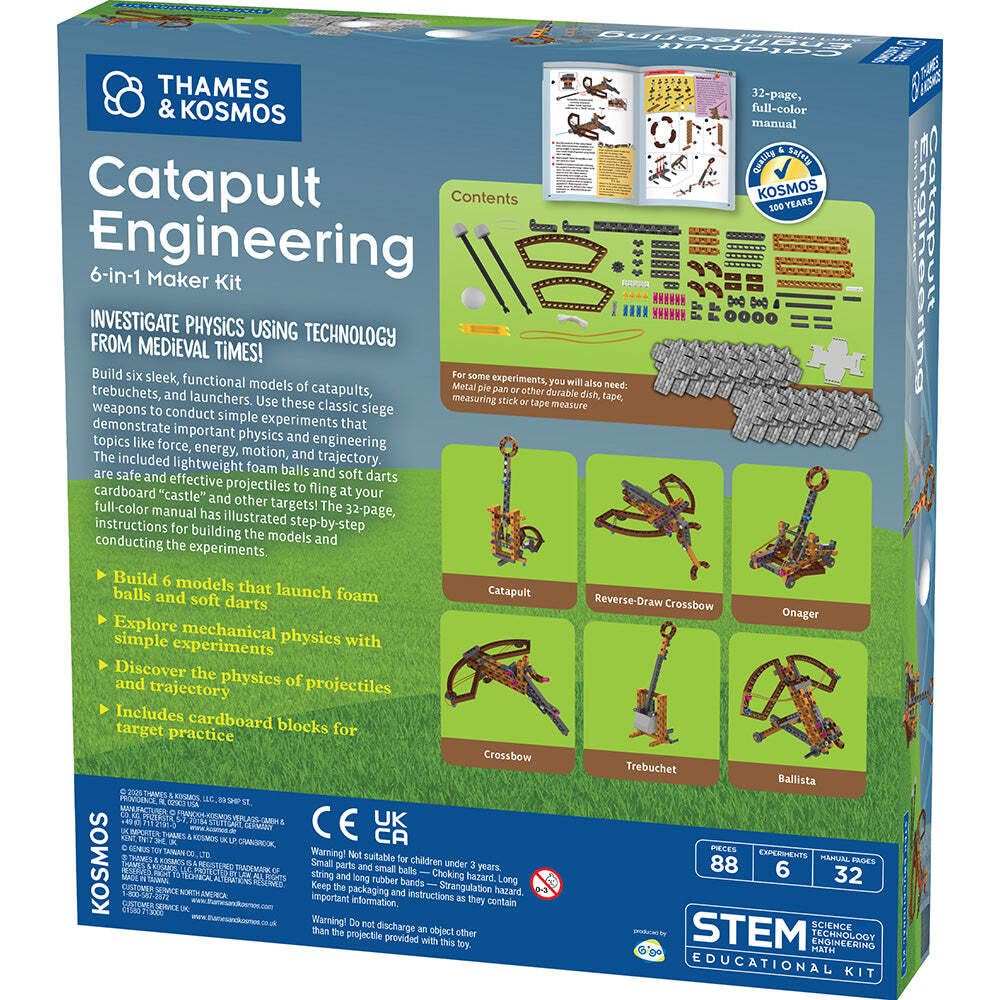 Thames & Kosmos Catapult Engineering Stem Maker Kit, construye 6 Modelos de máquinas Medievales únicas, explora la física mecánica, Incluye Bolas de Espuma seguras y proyectiles de Punta Suave,
