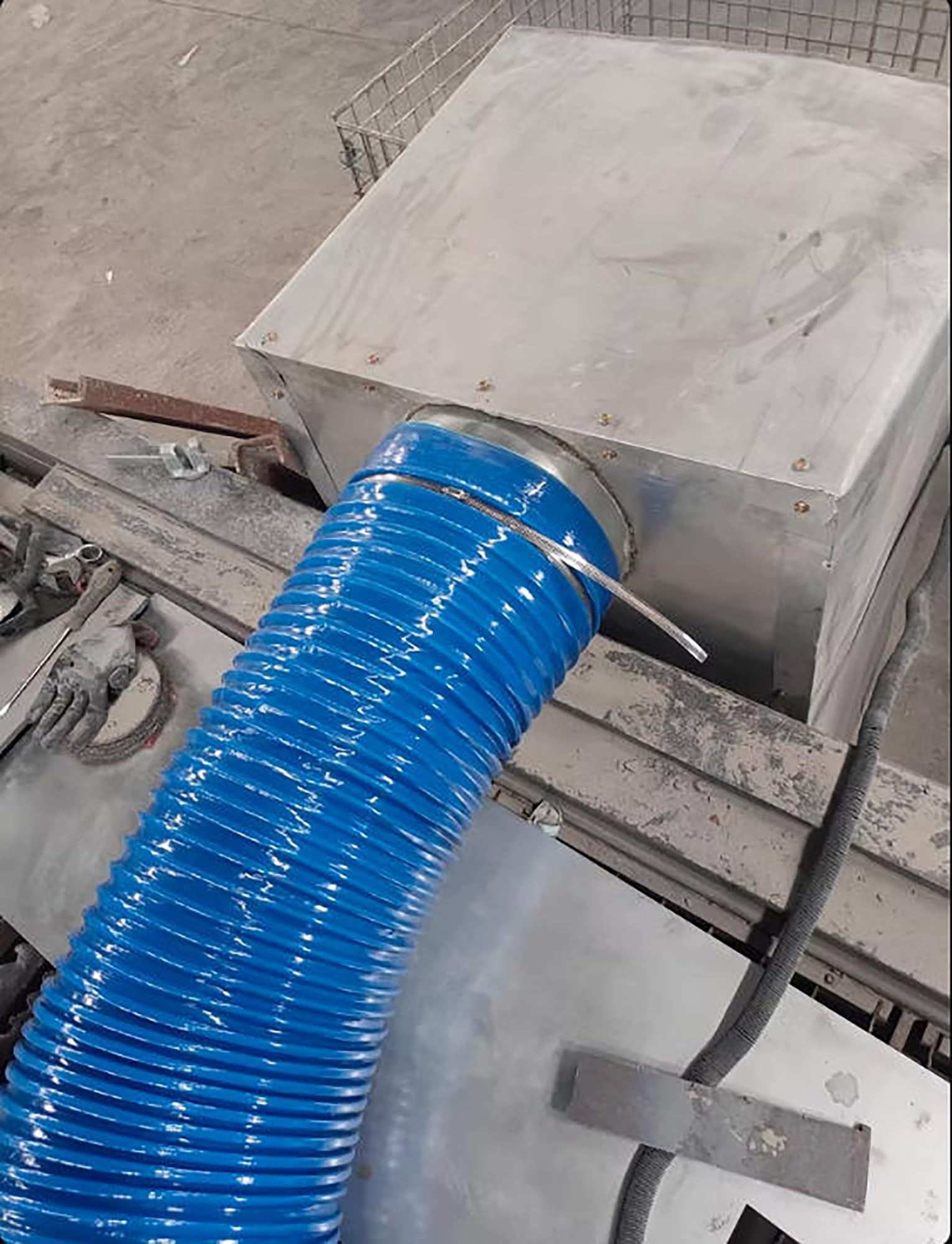 Manguera de succión Polvo Caucho PVC, Manguera Reforzada con Espiral for ventilación carpintería, Varios tamaños, Color Azul