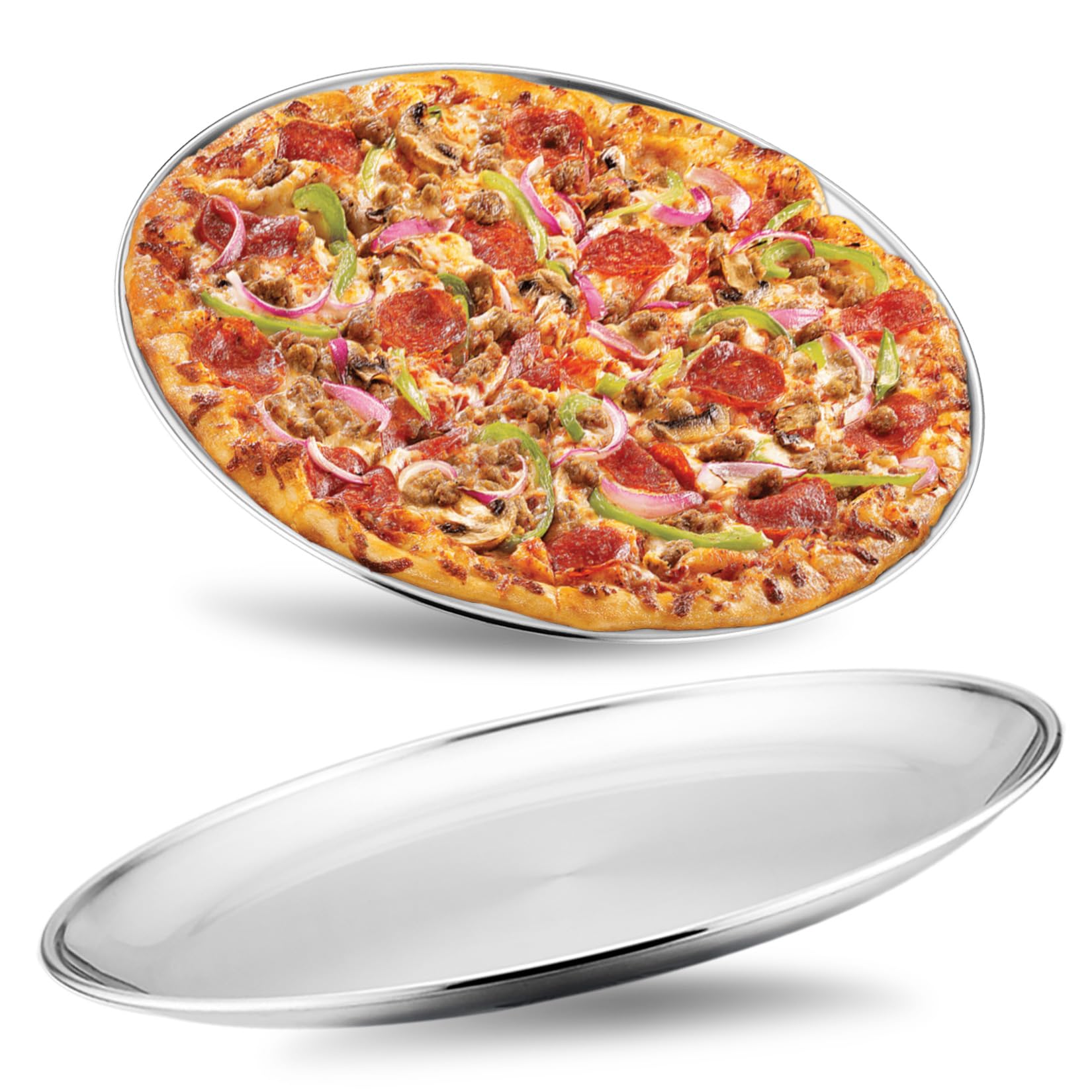 Lot De 2 Plaques à Pizza En Acier Inoxydable 30 Cm - Revêtement Antiadhésif Sain, Pour Four, Facile à Nettoyer