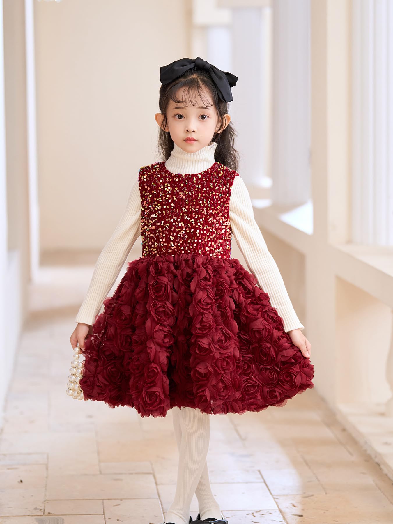 Kinder Baby Mädchen Prinzessin Partykleid ärmellos Pailletten Tank Blumen Tüllkleid Geburtstagspartykleid