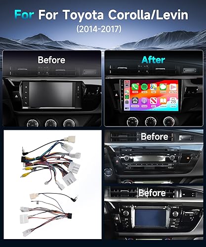 Miniatura 3 de Radio estéreo de coche 2G 64G para Toyota CorollaLevin 2014-2017 con juego de coche inalámbrico Android Auto, podofo 10.1 pulgadas HD IPS pantalla