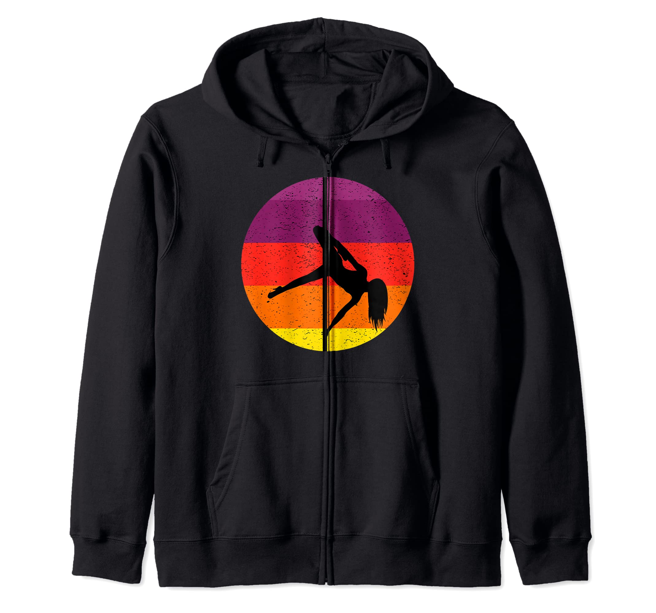 Retro Adult ClothingRetro Style Vintage Sunset Stripper Pole Dancer Zip Hoodie