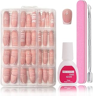 240 Stück Press On Nails - Französisch Falsche Nägel Zum Aufkleben Set - Künstliche Nägel Short Ballerina Nail Art Manicure Fake Nails für Damen und Frauen (French-Short Ballerina)
