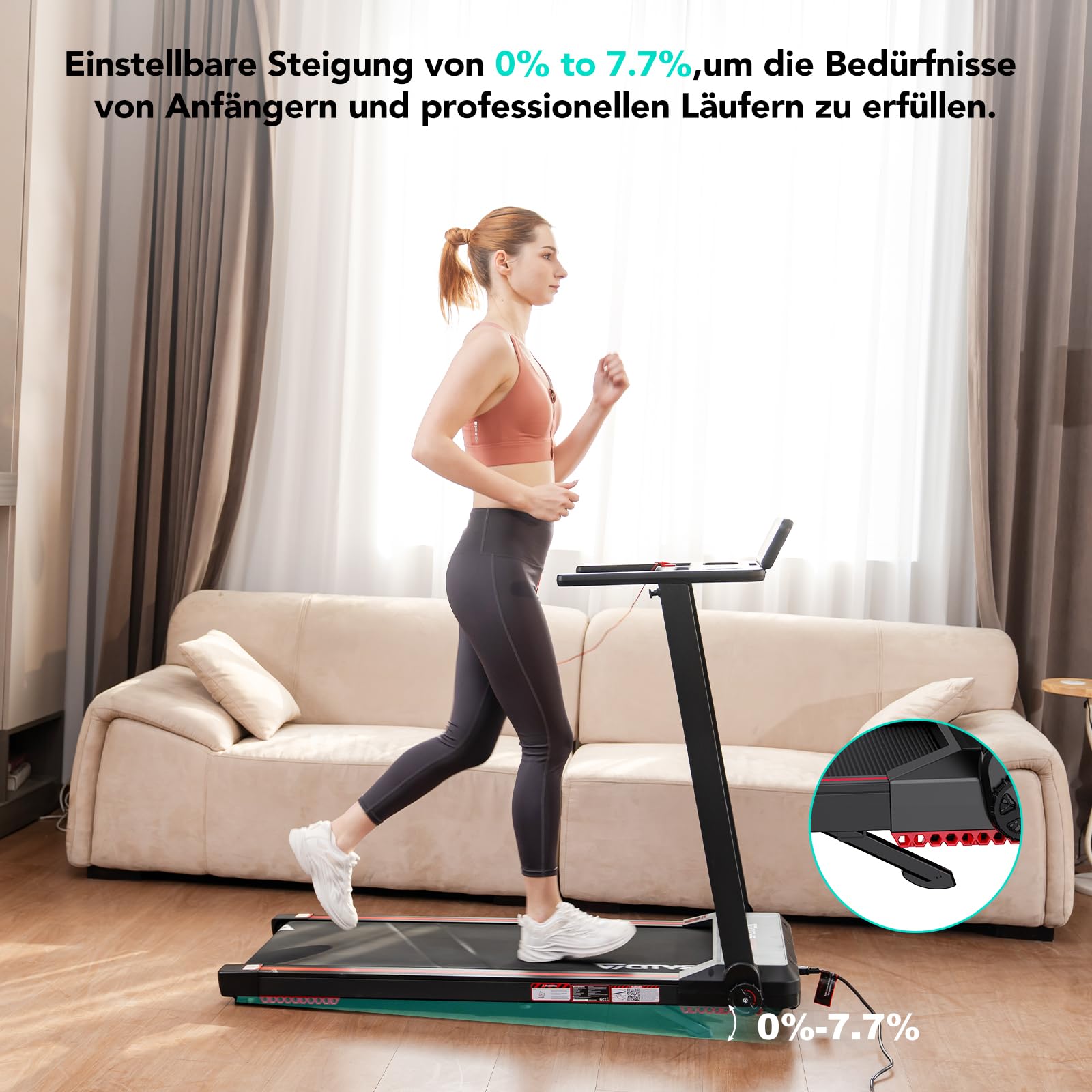 CITYSPORTS Elektrisches Laufband,Klappbares Laufband für Zuhause bis 12 km/h,mit LED-Anzeige,APP und 360° Tablet Holder,kompakte Walking Pad für Zuhause und Büro