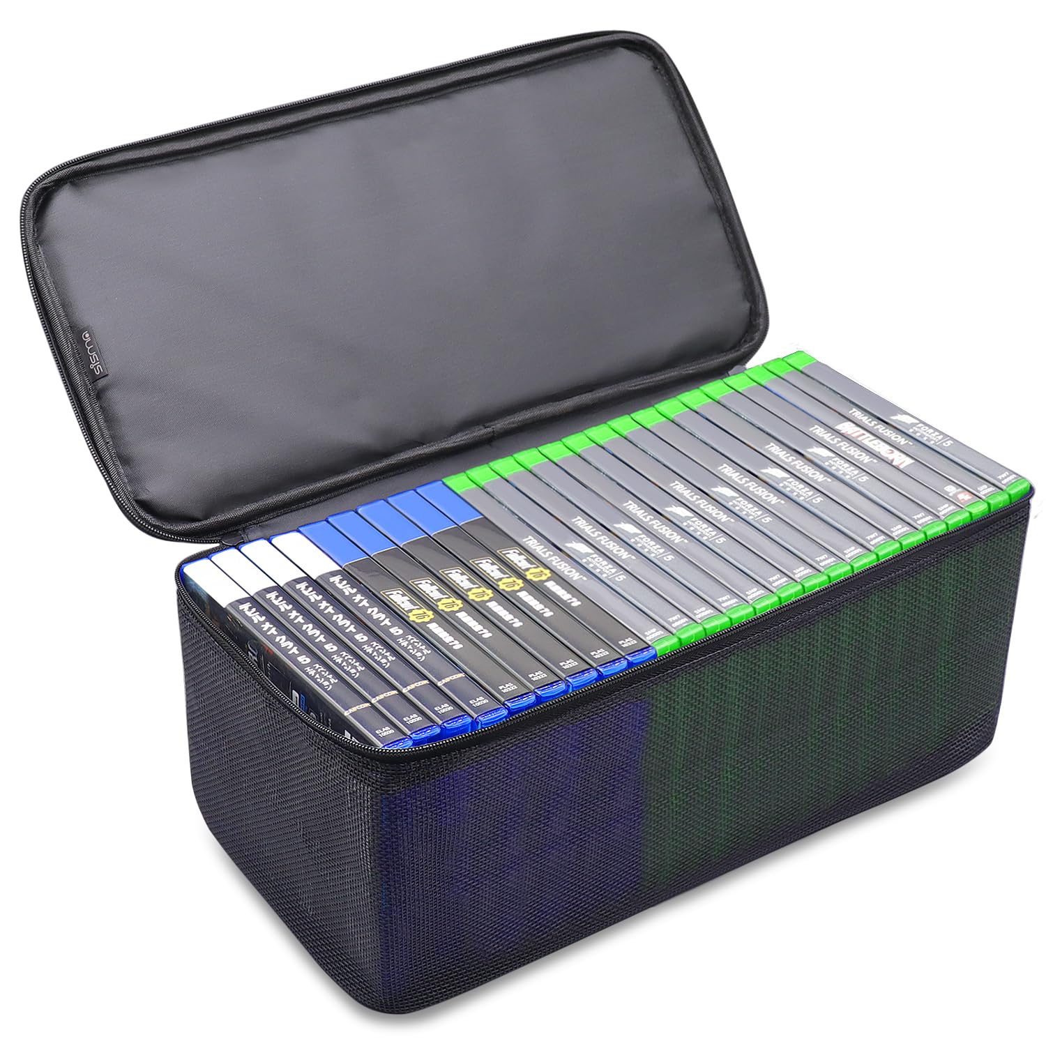 sisma Video Games Storage Case - Compatible with Xbox PS5 PS4, Holds Around 23-27 Game Discs, Games Holder Organiser Home Safekeeping Portable Travel Carrying Bag