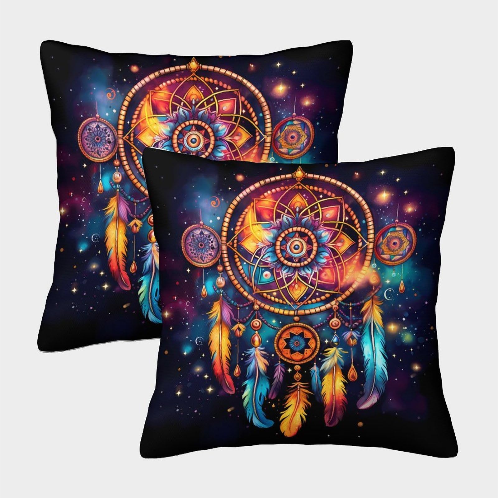 QFVANSIYO 3D Printed Dreamcatcher Pillowcase Microfiber Bedroom Decor Dreamcatcher Pillow Cover Soft Breathable for Home 50x50cm