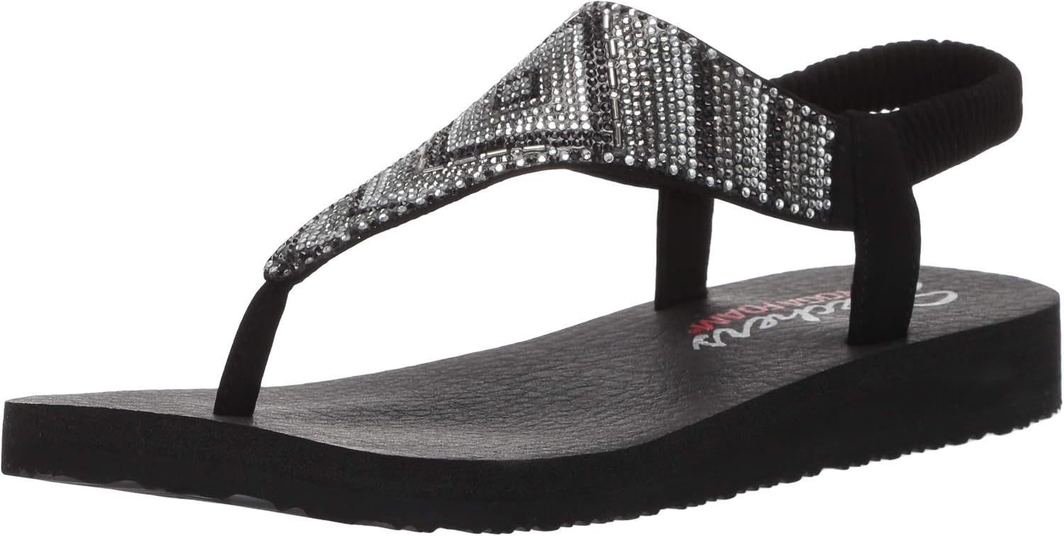 Skechers Women's Meditation-Gypsy Glam-Hooded Aztec Rhinestone Slingback Thong Flip-Flop