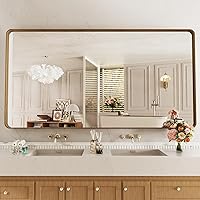 Vista 33 de LOAAO - Espejo de baño con marco de metal negro de 24x36 pulgadas, espejo rectangular redondeado para pared, espejo mate de tocador de baño