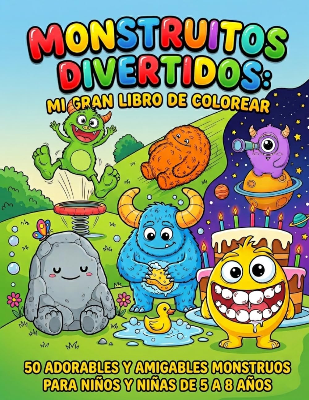 Monstruitos Divertidos: Mi gran libro de colorear: 50 adorables y amigables monstruos para niños y niñas de 5 a 8 años