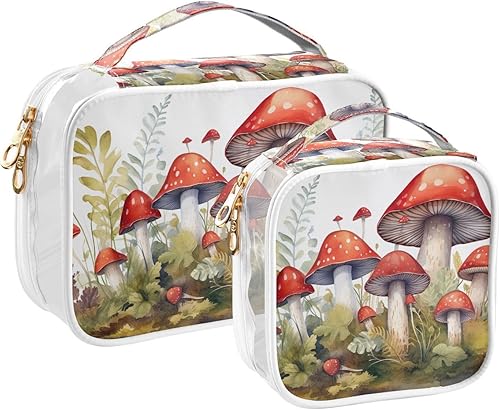 Miniatura 1 de Mushroom Plant Clear Toiletry Bag for Traveling,2 Pack Makeup Cosmetic Bag with Zipper,Travel Bag for Toiletries,Travel Essentials 21214616