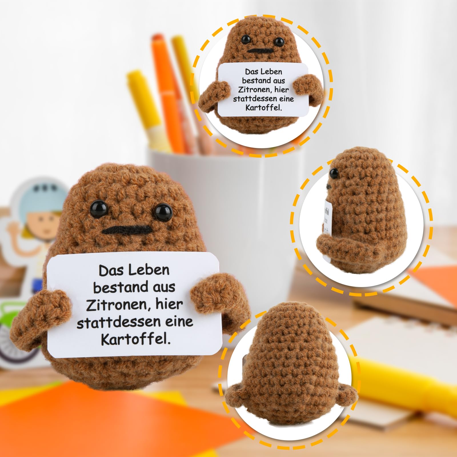 Peluche Crochet con Base in Legno - Patata Fortunata per il Mio Amore