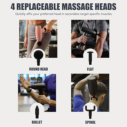 Miniatura 7 de Pistola de masaje, pistola de terapia muscular, pistola masajeadora de tejido profundo de mano con 5 velocidades ajustables, masajeador de espalda