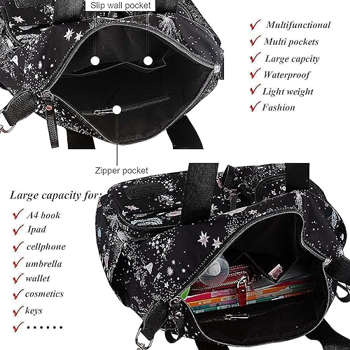 Miniatura 5 de Bolso de mano ligero, floral, con asa superior con múltiples bolsillos de nailon para el trabajo, resistente al agua, bolsa para viajes, de hombro