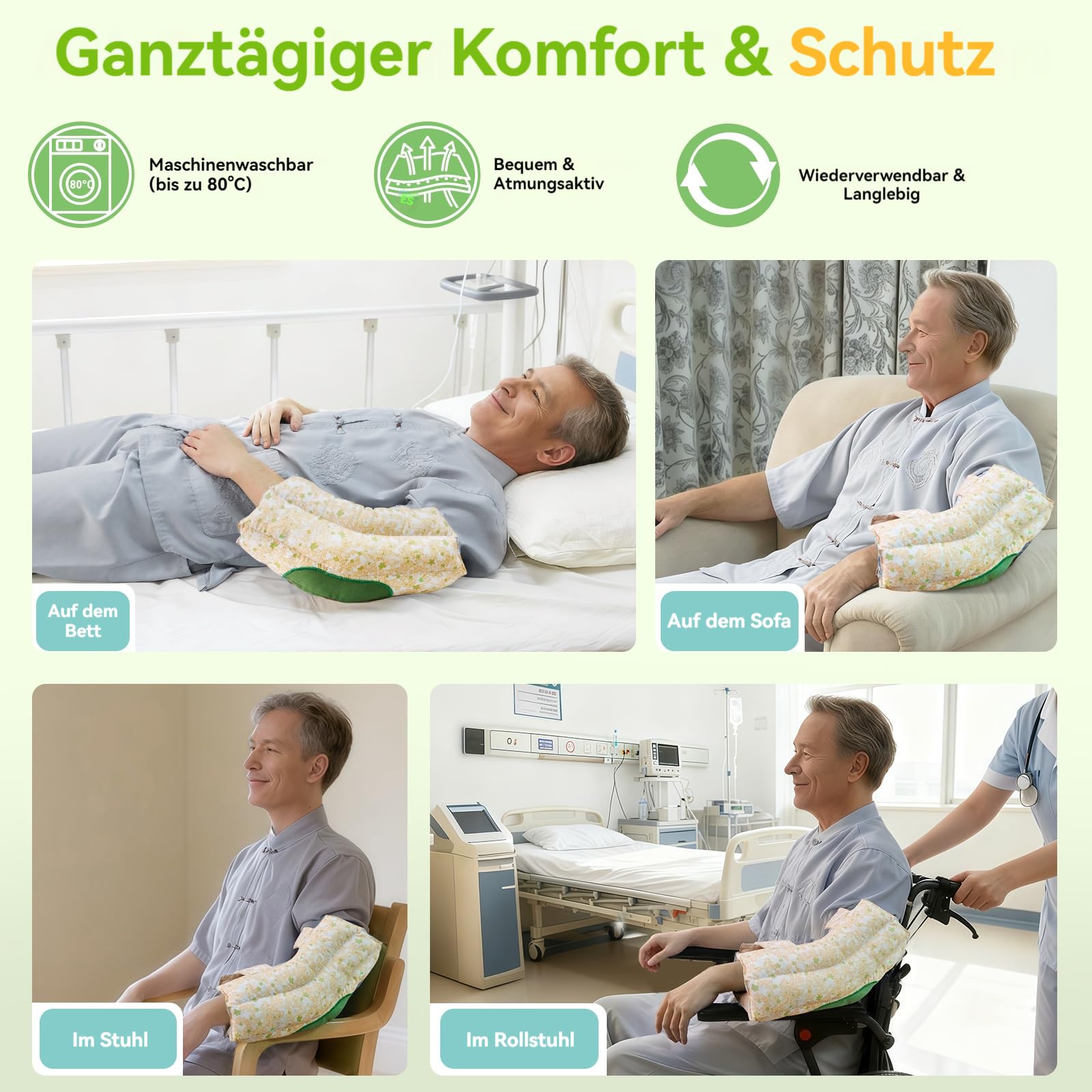 Ellenbogenschoner für bettlägerige Patienten oder ältere Menschen, Ellenbogenprotektoren zur Entlastung des Ellenbogendrucks,wiederverwendbar und waschbar