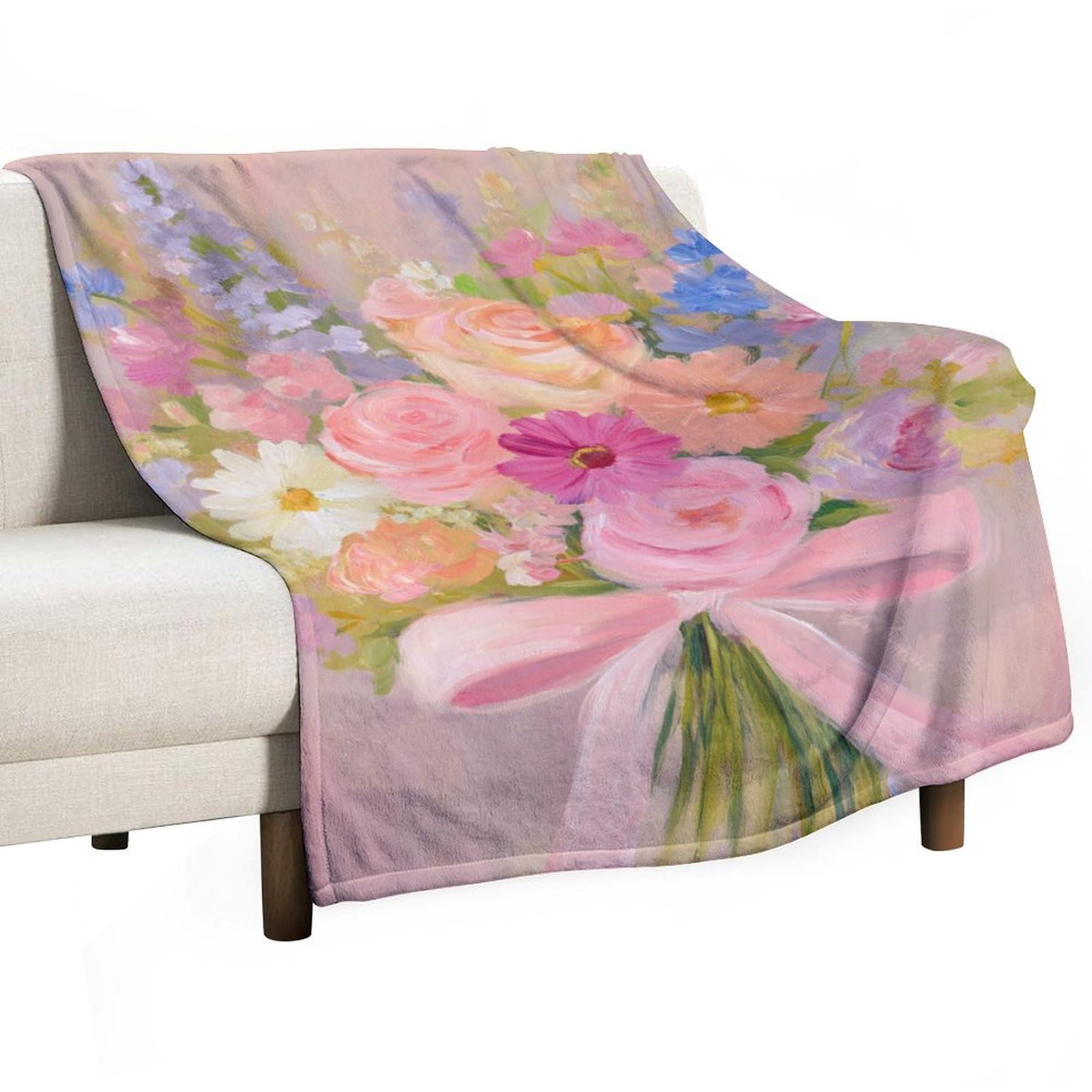 Couverture Preppy pour lit et canapé, plaid rose confortable 127x152 cm