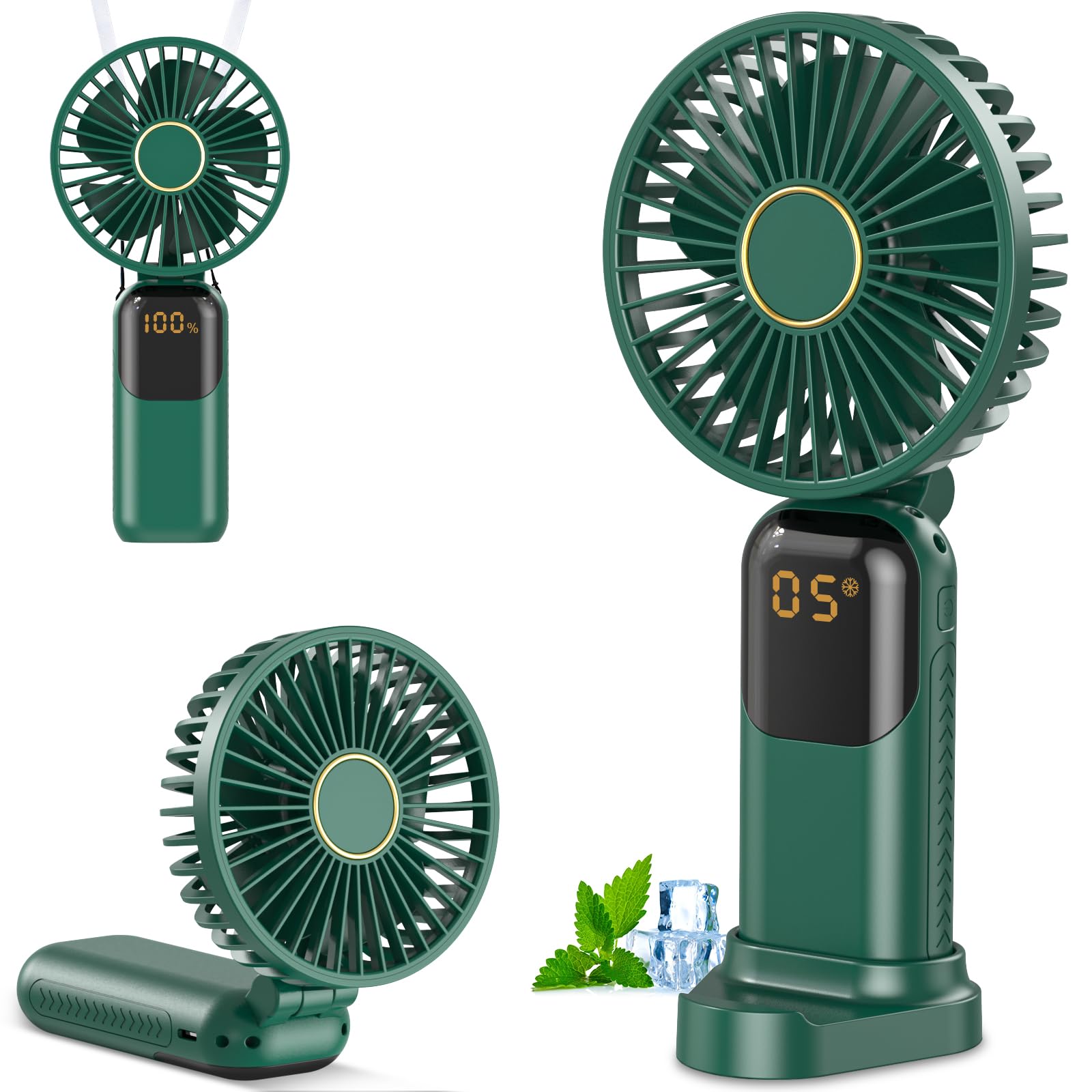 Handheld Fan Rechargeable, Portable Mini Fan Handheld with 5 Speeds 5000mah, Electric USB Small Hand Held Fans, Powerful Personal Fan Foldable Fans for Outdoor Office Travel Camping School Home