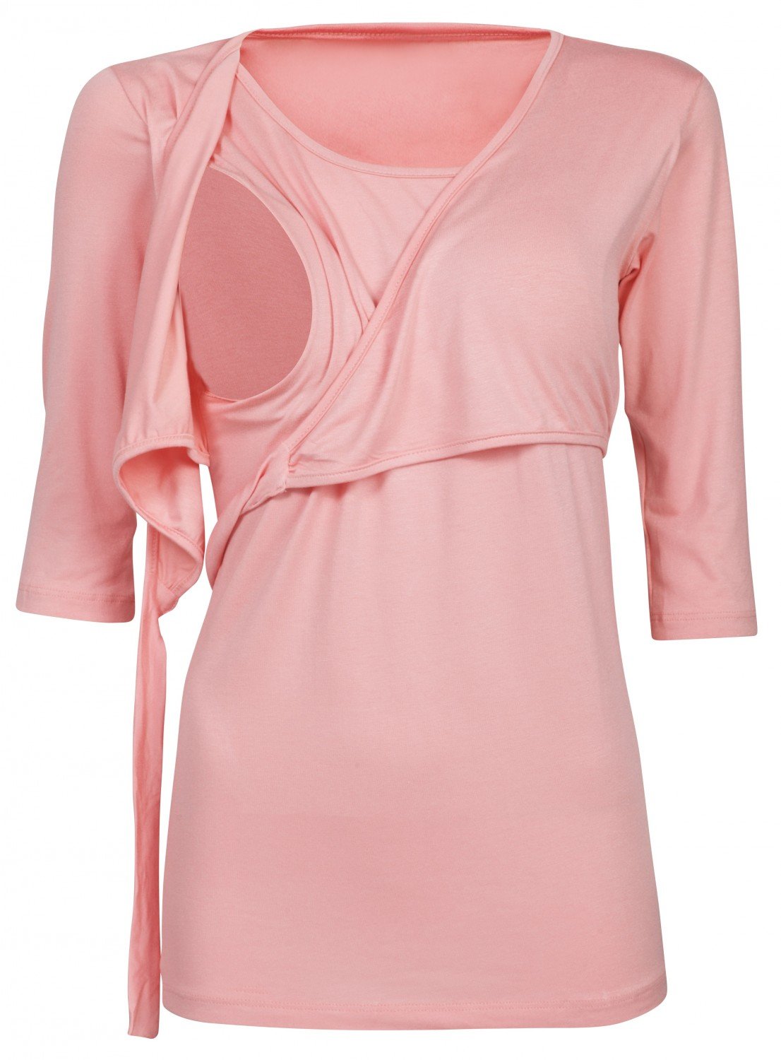 HAPPY MAMA Donna T-Shirt Bolero prémaman per L'Allattamento Camicia Maglia. 458p (Albicocca, IT 40, S)