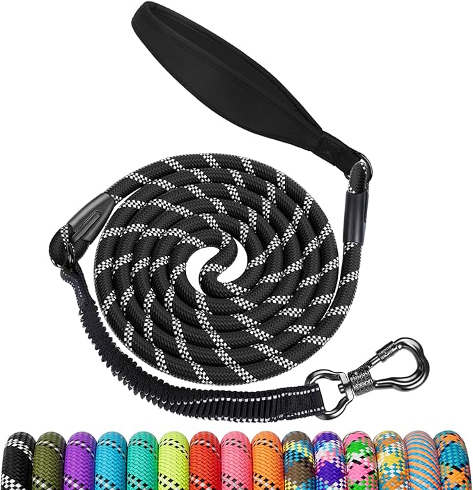 NTR Black Dog Leash, 6FT Thick Large Dog Leash with Upgrade Swivel Lockable Hook