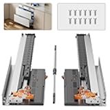 20 Inch Push to Open Soft Close Drawer Slides, Undermount Heavy Duty Concealed Rails for Kitchen Storage Cabinets, TV Stands, Pantry Drawer, Full Extension Bottom Mount 100 lb Capacity, 1 Pair