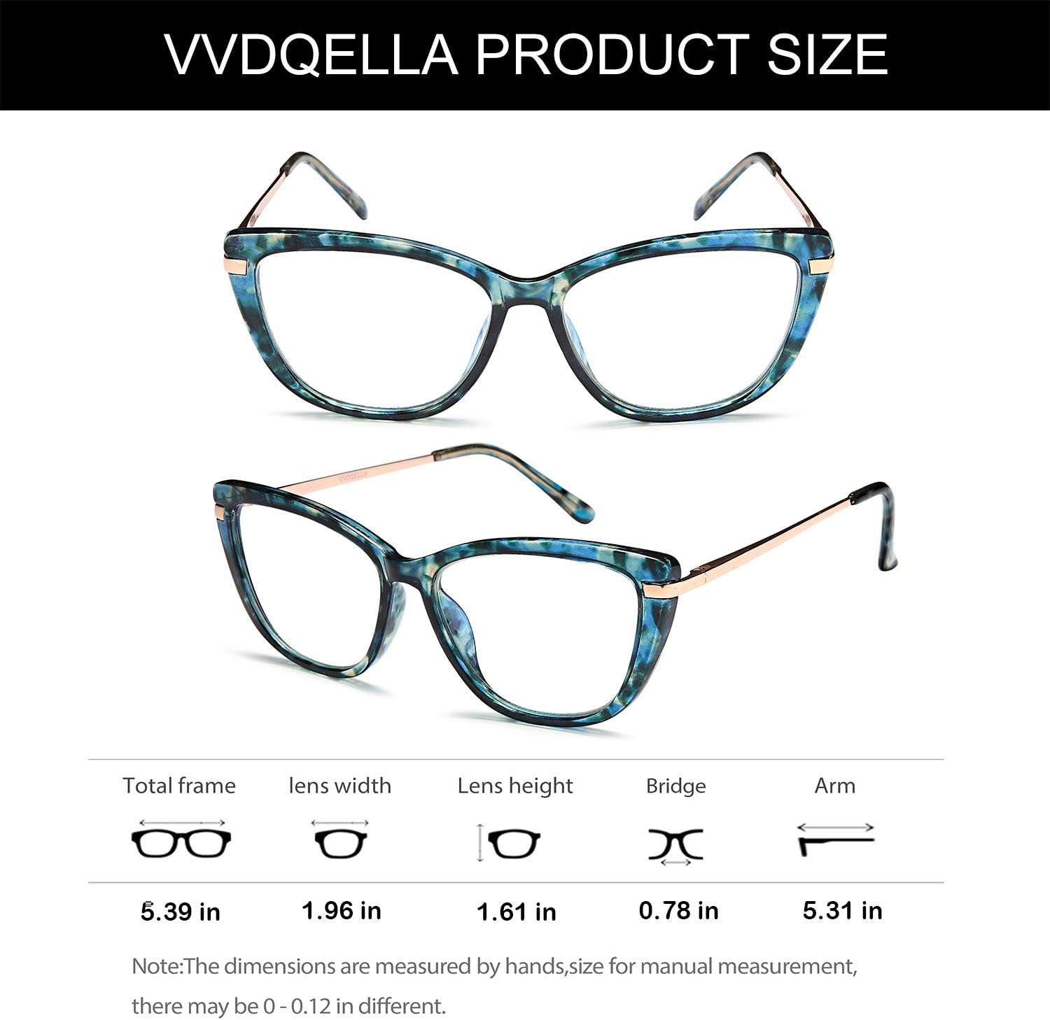 Best Cyber Monday 🔥 VVDQELLA Womens Ladies Oversized Cat Eye Reading Glass, Blue Light Blocking Glasses, Spring Hinge Modern Eyeglass Frame