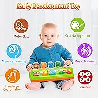 Vista 5 de Duchong Juguetes emergentes para niños y niñas de 1 año, juguetes interactivos de causa y efecto con música y luz para bebés de 6 a 12 meses