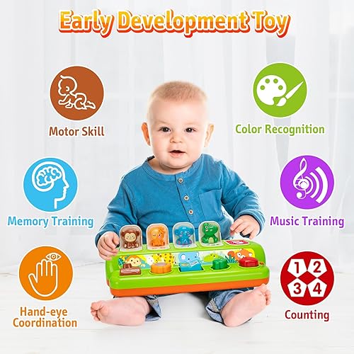 Miniatura 5 de Duchong Juguetes emergentes para niños y niñas de 1 año, juguetes interactivos de causa y efecto con música y luz para bebés de 6 a 12 meses,