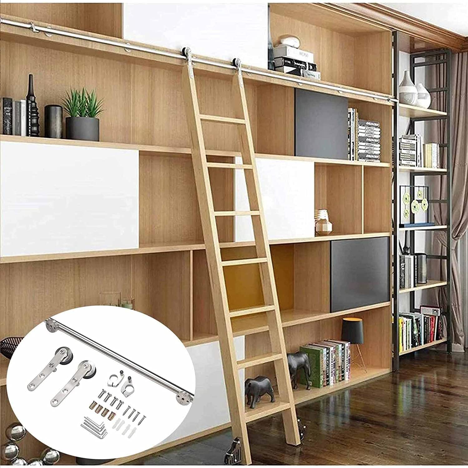 Kit de quincaillerie pour échelle coulissante en acier inoxydable pour bibliothèque