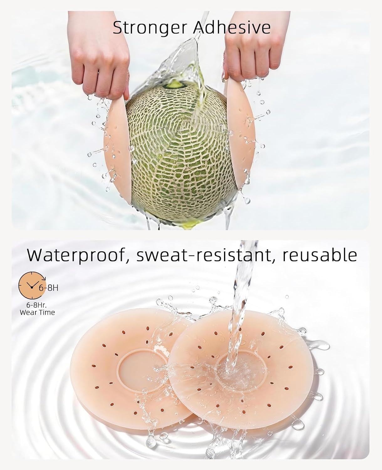 Upushall Nipple Covers for Women Reusable Breatheable Pasties, Adhesive Silicone Waterpoof Non Adhesive Center 1 Pair image 5