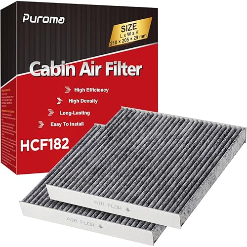 Puroma 2 Pack Cabin Air Filter with Activated Charcoal Layer Replacement for CP182, CF11182, Honda Civic, Clarity, CR-V, CR-Z, HR-V, Fit, Insight, Odyssey, Acura MDX, RDX, TLX, INTEGRA