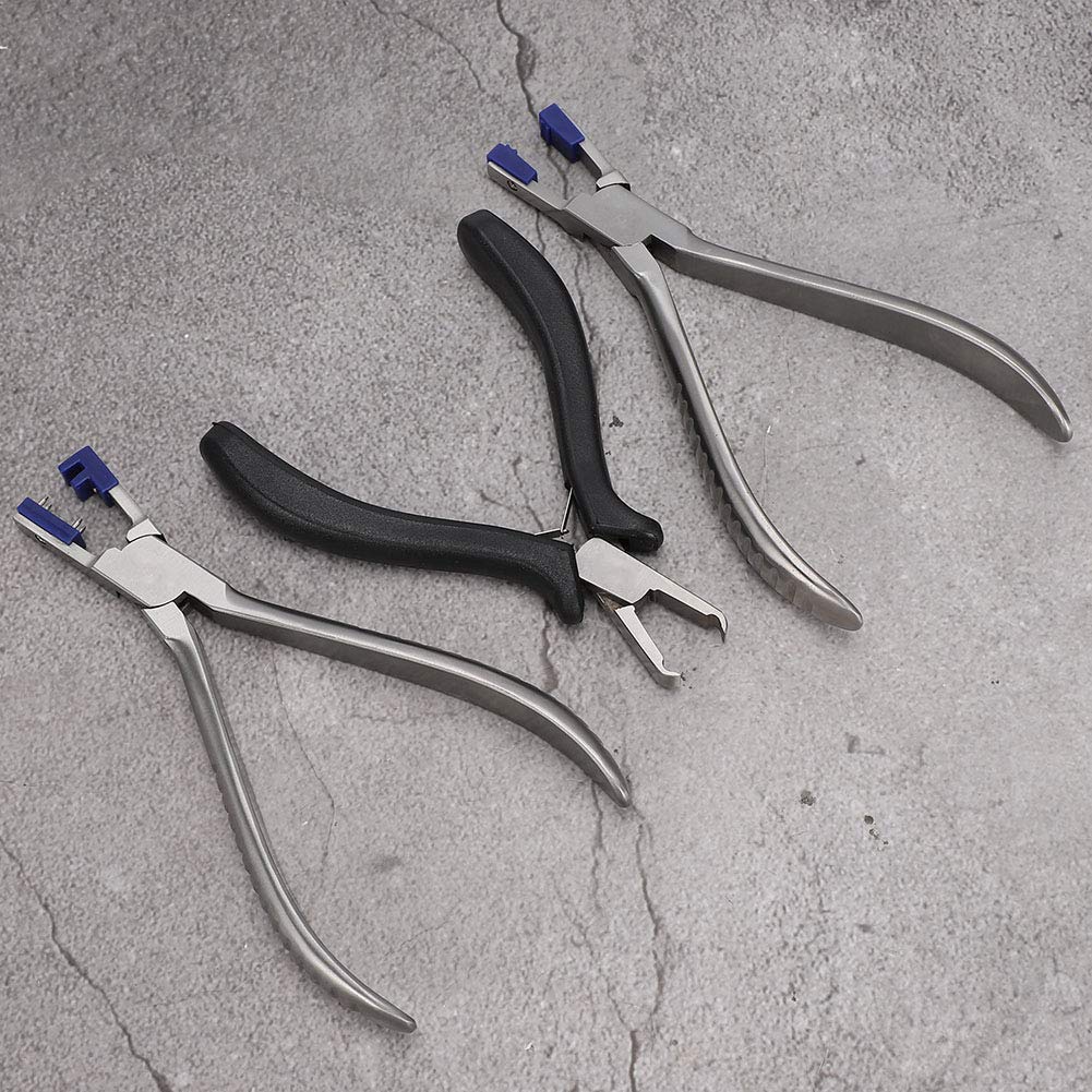 3-teilige Zange für Randlose Brillen, Professionelle Brillenzange mit Federgriff, Reparatur- und Demontagewerkzeug für Rahmen-Silhouetten, Optik-Set zur Brillenreparatur