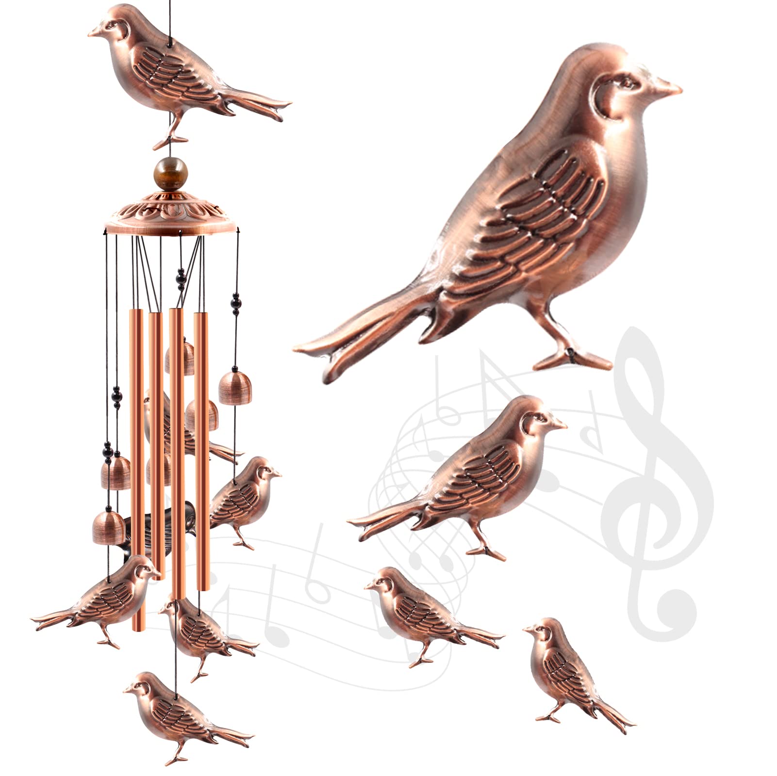 Wind Chimes Outdoor Clearance, Ukulork Birds Aluminum Tube Windchime with S Hook,Patio Garden Decor, Housewarming Gift.