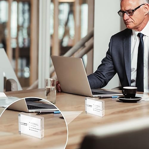 Miniatura 2 de Xuhal Marco acrílico para tarjetas de visita de 2.5 x 3.5 pulgadas, juego de bloques transparentes de doble cara, 0.787 in de grosor, marcos