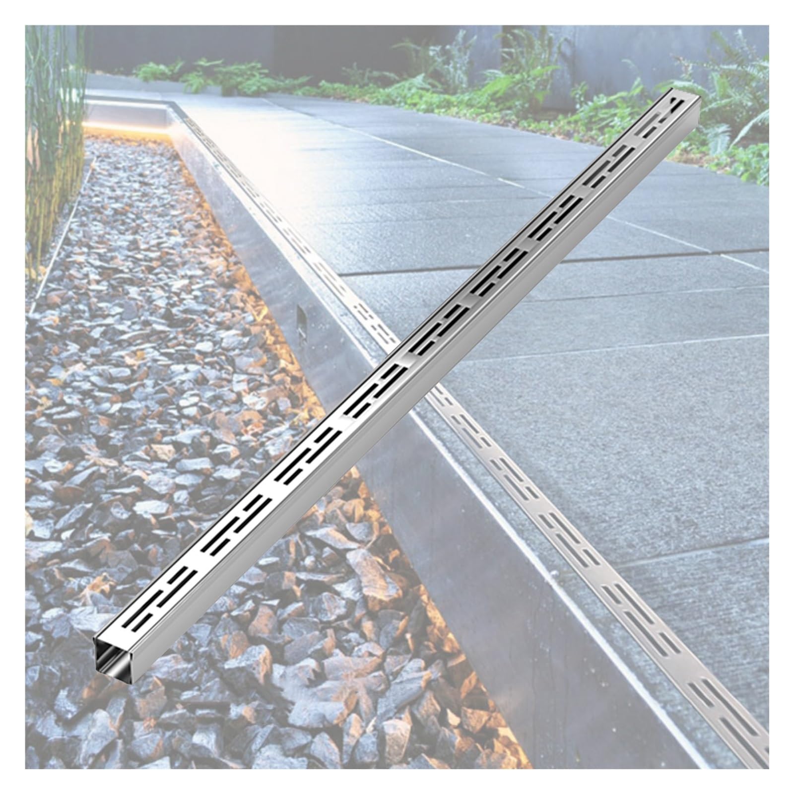 Kit de vidange de canal en acier inoxydable 100 cm pour drainage de l'eau extérieur