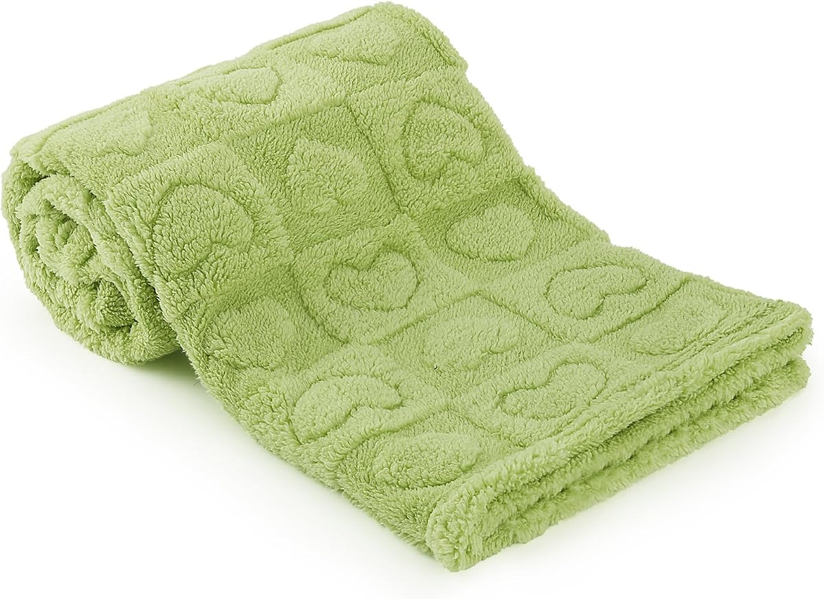 Plush Soft with Heart Checkered Baby Blanket,Fleece Infant Toddler Blankets for Girls Boys,Warm Lightweight Breathable Newborn Receiving Blankets for Crib Stroller 30"×39" (Green, Heart)