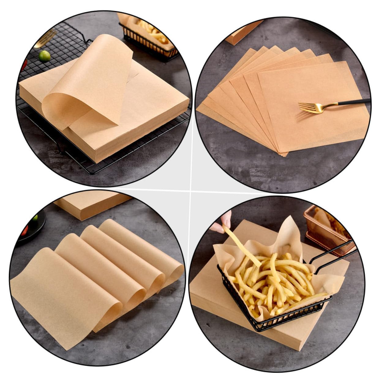 500 hojas Papel para Hornear Antiadherente Resistente al Calor Papel Absorbente de Aceite para Cocina para Frituras y Snacks