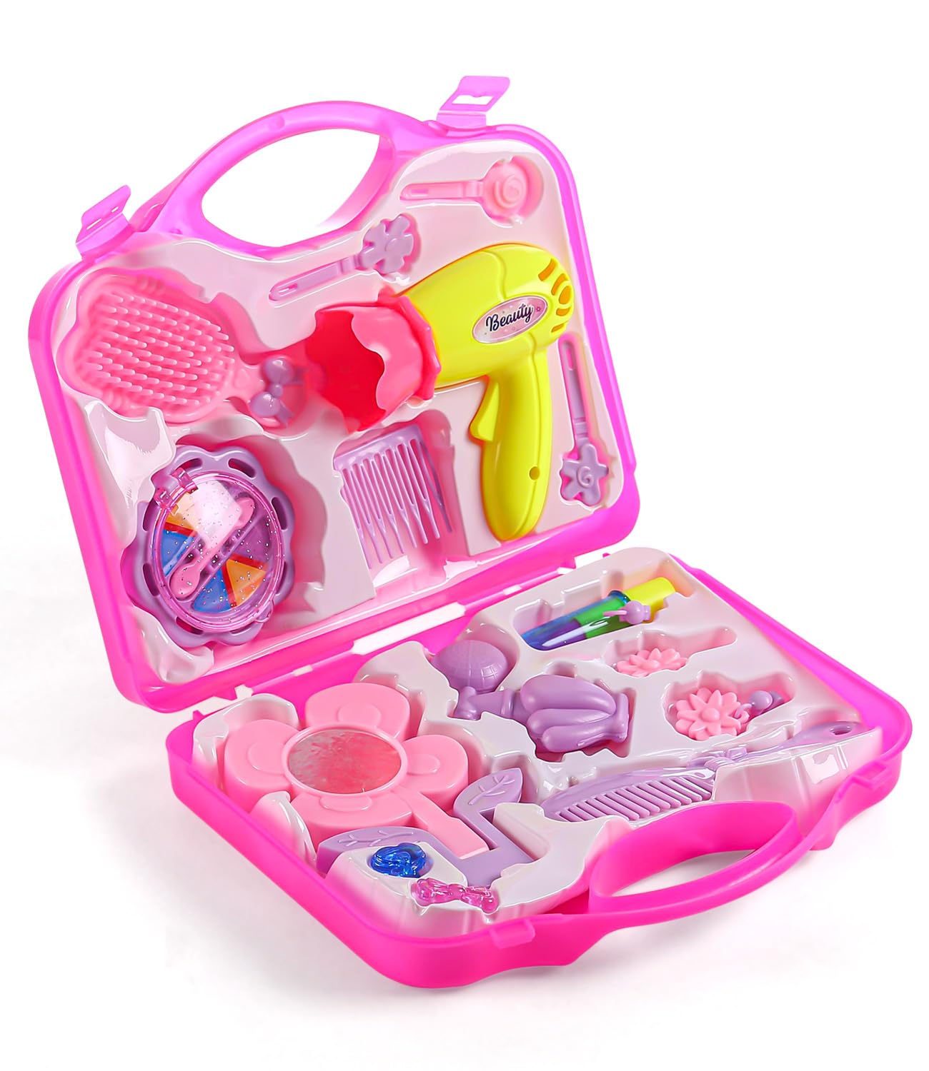 Play Nation Premium 15 Pcs Makeup Suitcase Playset for Girls | Pretend to Play Hair Styling Cosmetics Kit for Kids | Toy Makeup Kit for Girls | Beauty Set for Kids | BIS Certified |3 Yrs+ | Ideal Gift