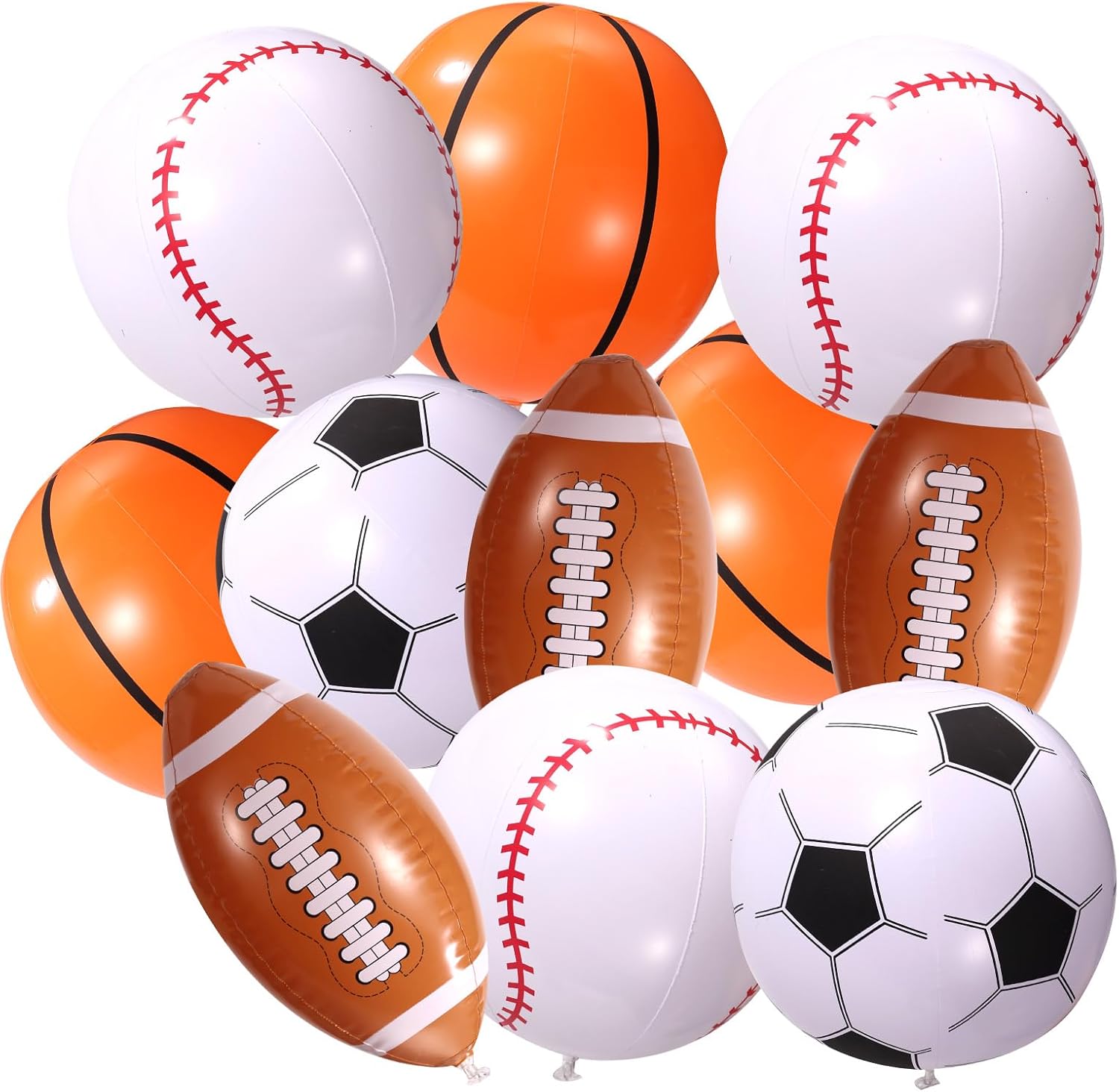 12pcs Inflatable Sports Beach Balls, Large Sports Themed Party Favors Basketball Soccer Football Baseball Beach Balls for Sport Game Party Supplies (4 Styles)