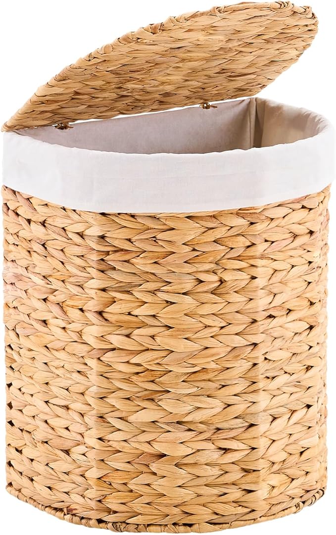 Half Round Wicker Laundry Hamper with Lid