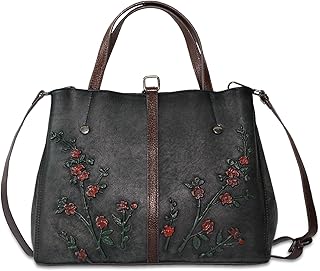 Genuine Leather Satchel for Women Top Handle Bags Handmade Purse Vintage Embossed Leather Crossbody Handbags Hobo Bag