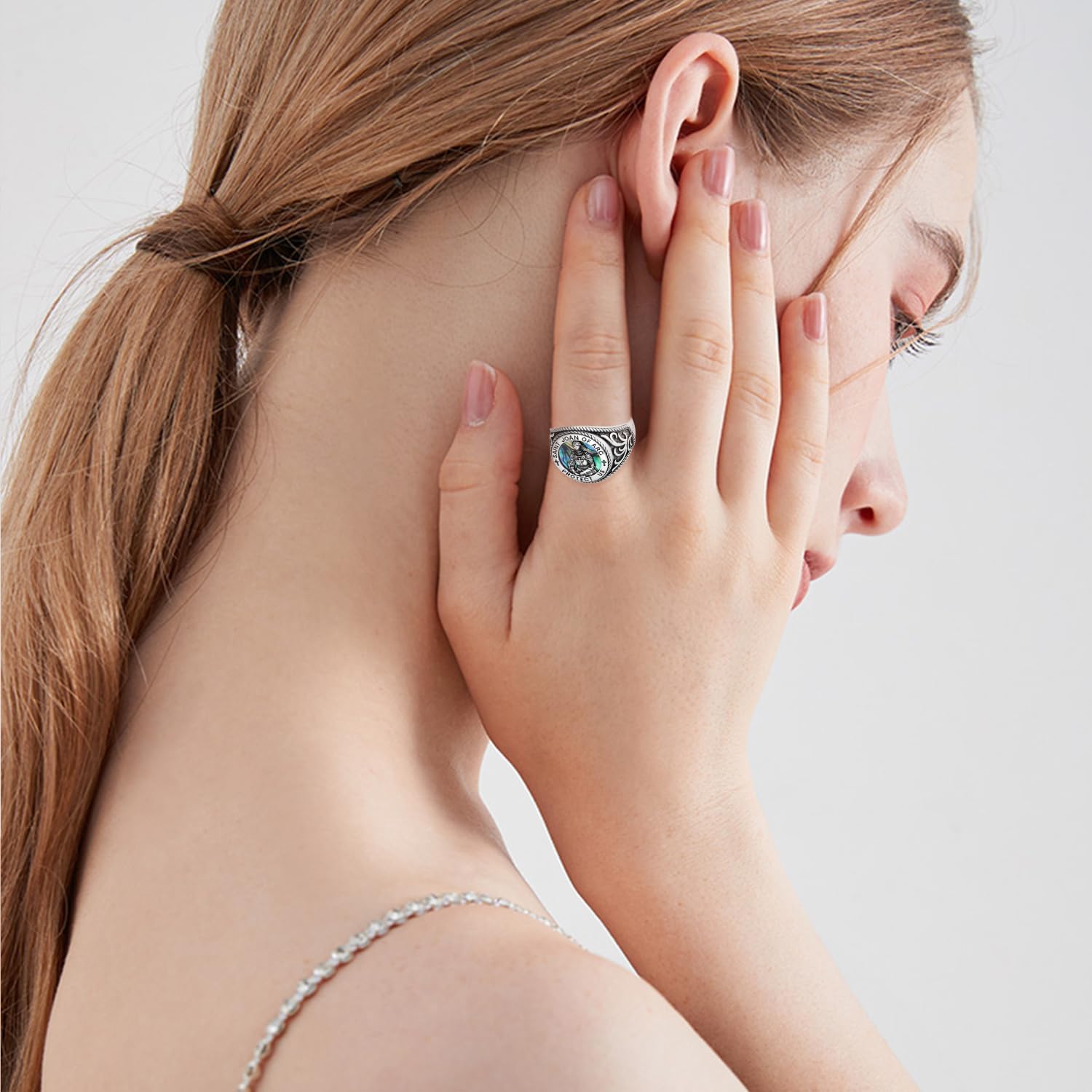St Joan of Arc Ring S925 Sterling Silver Saint Joan of Arc Ring Ring Religious Jewelry Gifts for Men Women