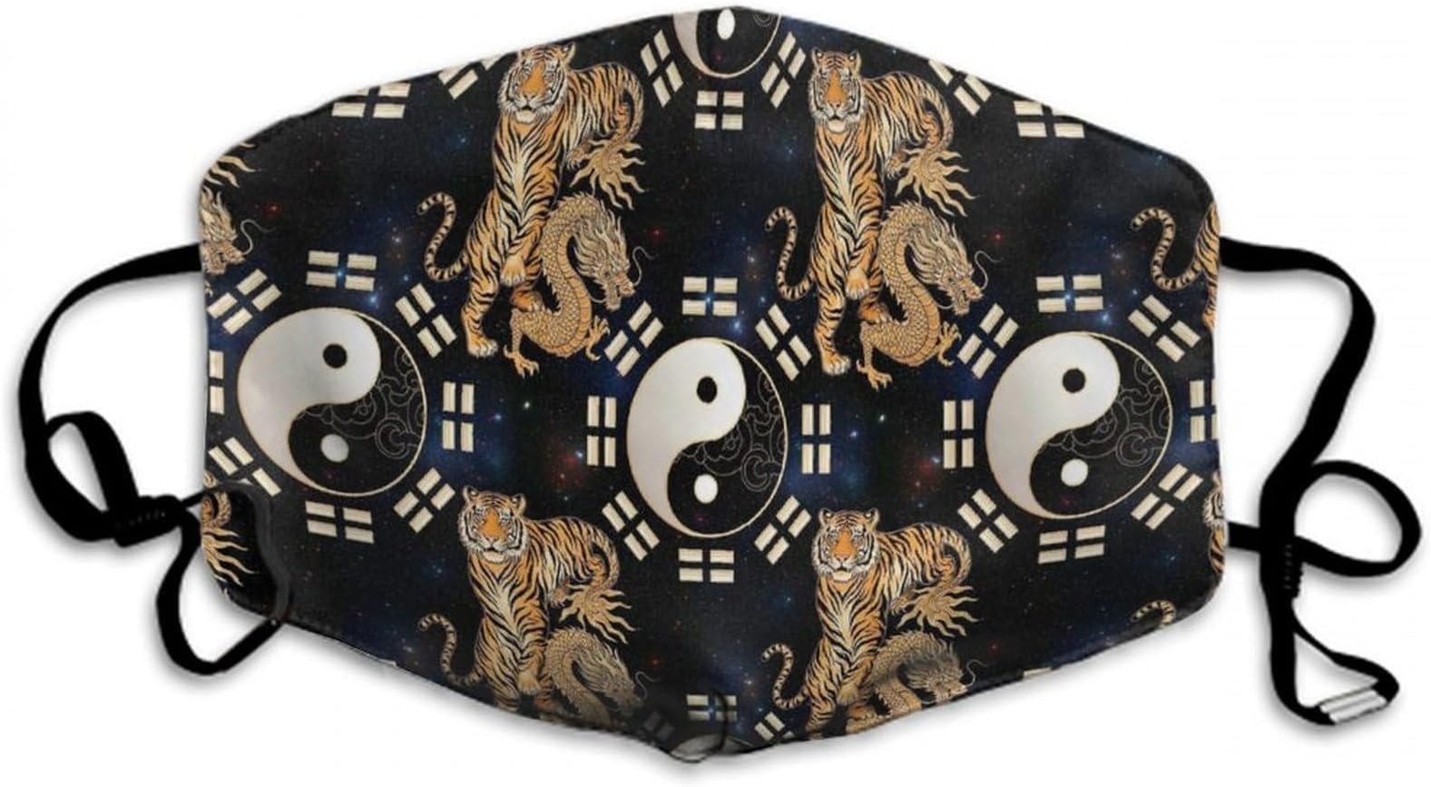 WUXEKZO Women Men Windproof, Dust Proof Cloth Face Mask Neck Gaiter Yin Yang Dragon Tiger Mouth Cover Face Balaclavas, Comfy Mouth Decoration for Outdoors Home and Daily Use
