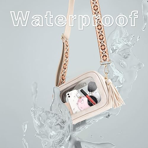 Miniatura 4 de Viva Terry Bolsa transparente aprobada para eventos de estadio, pequeña bolsa cruzada transparente con 2 correas ajustables para artículos de