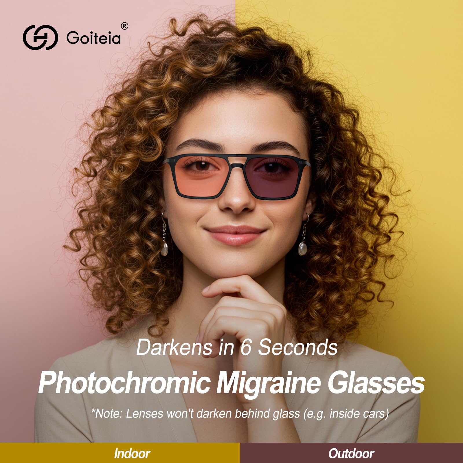 Goiteia FL-Rose Lunettes contre la migraine, Lunettes pour la sensibilité à la lumière Photophobie