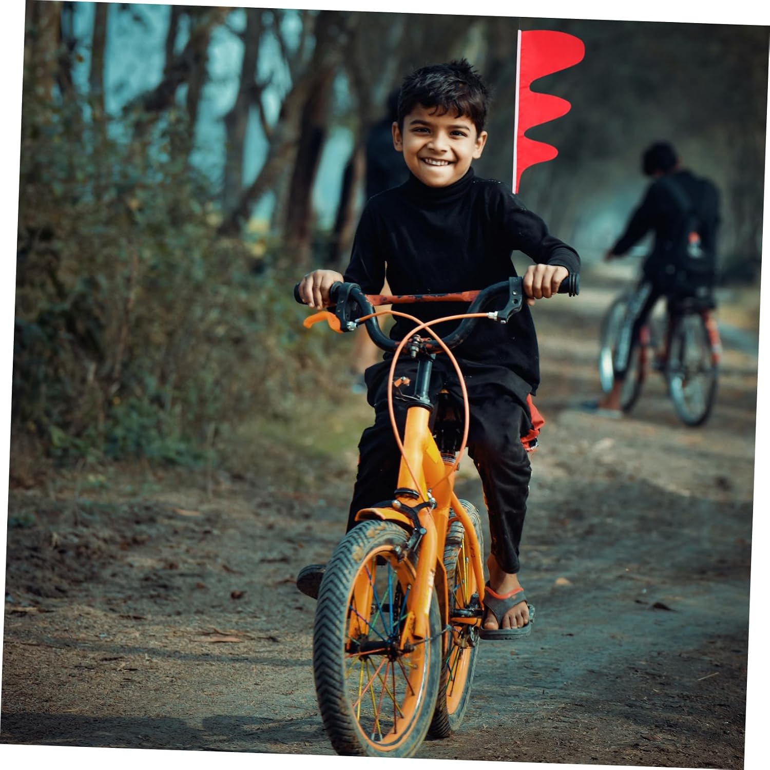 1 Set Children's Bicycle Flagpole Bike Flag with Pole Tear-Resistant Cycling Flag Professional Safety