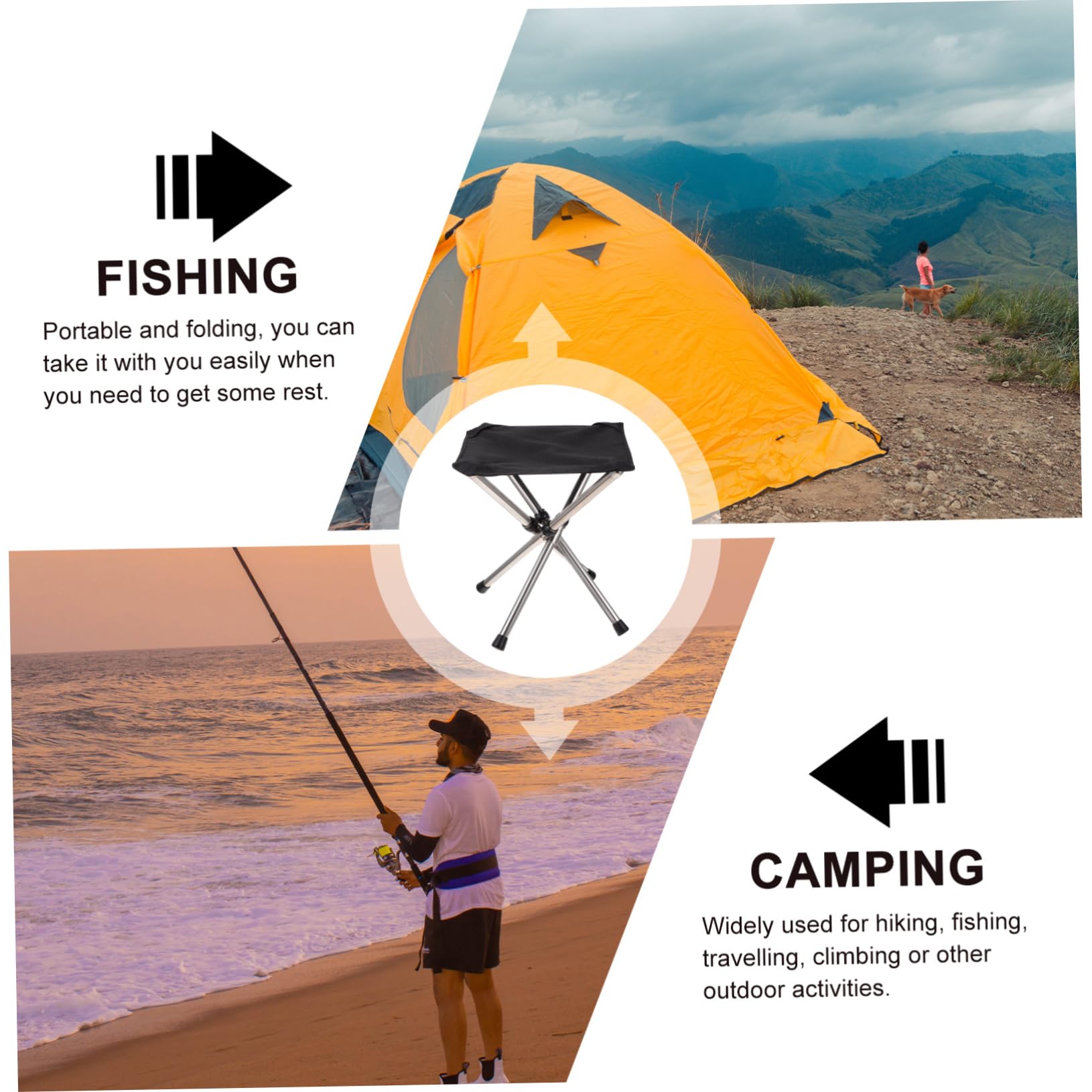 Gatuida 1pezzi Sgabello da Campeggio Sedia Esterna Portatile per Pesca Sgabello da Spiaggia Facile da Trasportare e Utilizzare