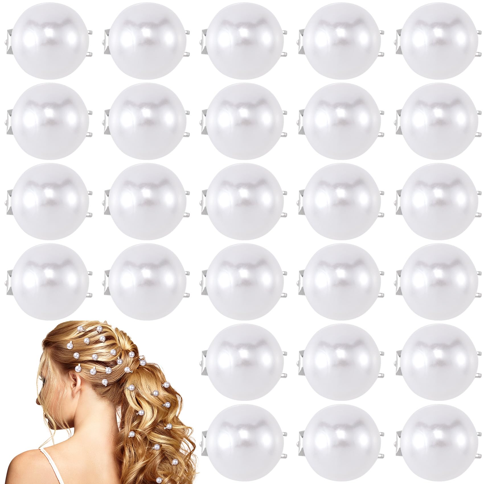 OIIKI 30PCS White Mini Pearl Hair Clips, Women Hair Pearls Barrettes, Elegant Brides Hair Pins, Cute Decorative Hair Accessories for Daily Use, Wedding, Parties