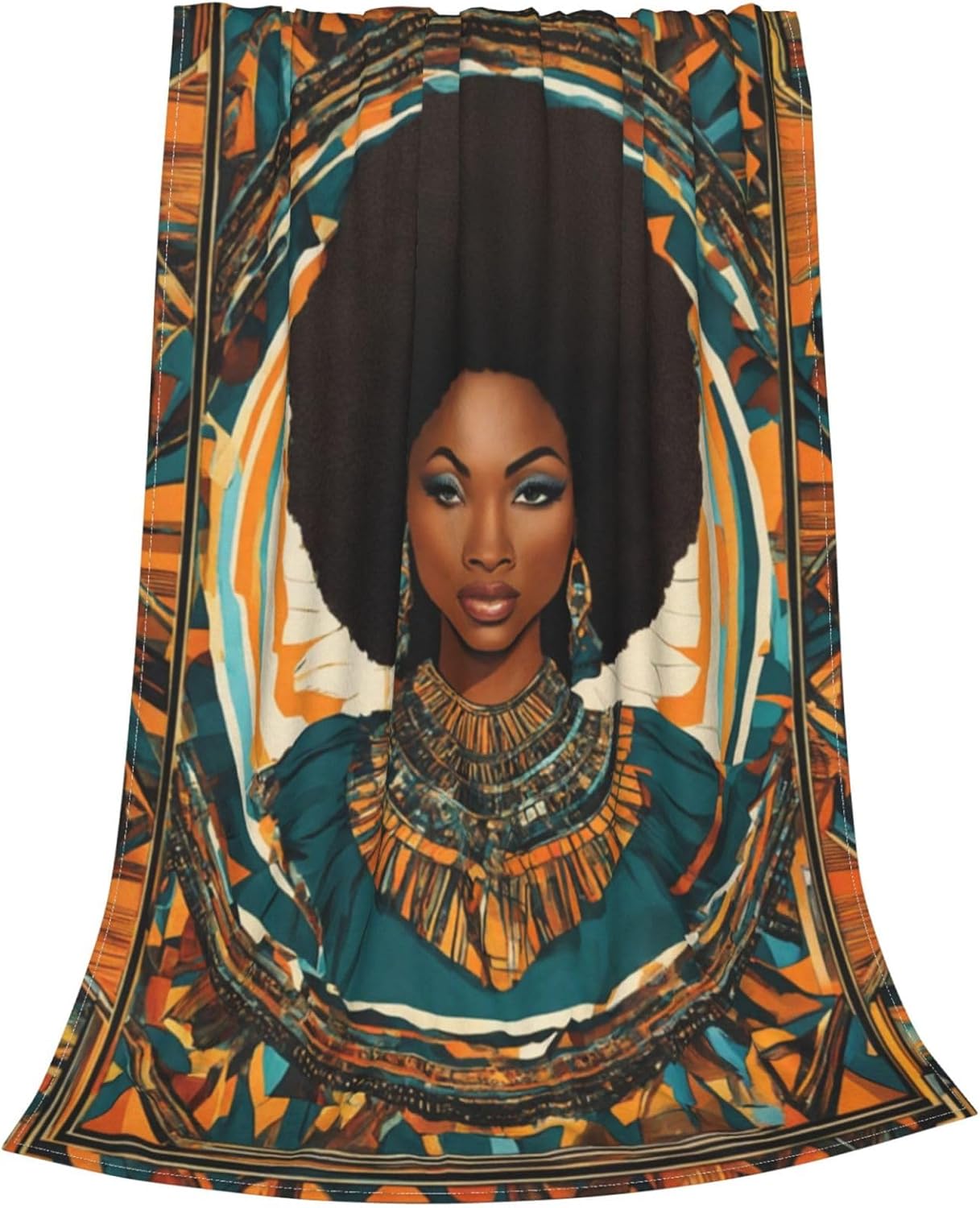 African American Blanket Black Woman Queen Bohemian Style Throw Blanket Ultra Cozy Soft Warm Flannel Quilt for Home Travel Couch Sofa for Adults Gift 50"*60"