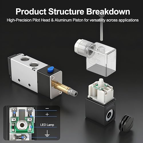 Miniatura 5 de Baomain Neumatica Control de Aire Válvula solenoide 4V21008AC220V 5Way 2Posición PT14 internamente piloted Acting Tipo único Tetera Control